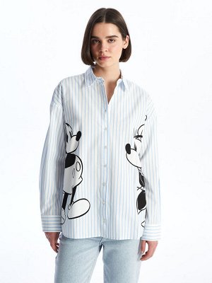 Женская рубашка с длинным рукавом с принтом Микки и Минни Маус