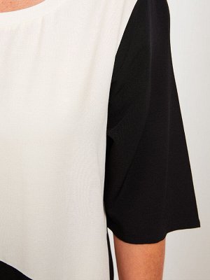 Женское платье с короткими рукавами и круглым вырезом с цветными блоками