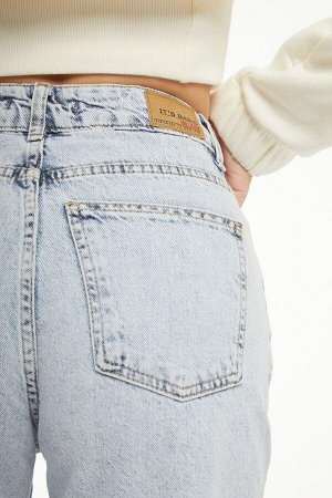 Женские джинсовые шорты зимнего цвета длиной миди с высокой талией