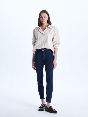 Женские джинсовые брюки скинни с поясом на талии