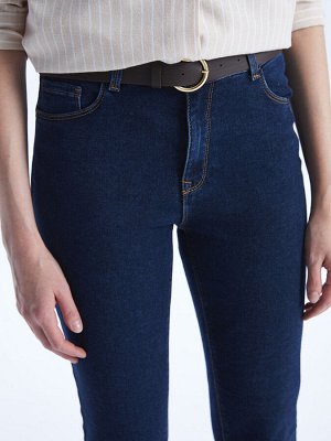 Женские джинсовые брюки скинни с поясом на талии