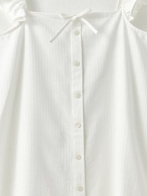 Женская ночная рубашка из поплина без рукавов с квадратным вырезом в полоску