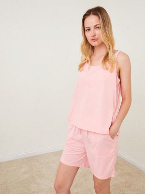 Женская однотонная пижама без рукавов с U-образным вырезом