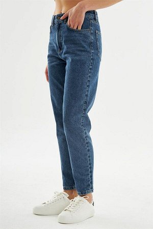 Женские джинсовые брюки для мам, синие