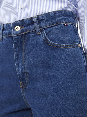 Женские джинсовые брюки стандартного кроя с высокой талией и карманами