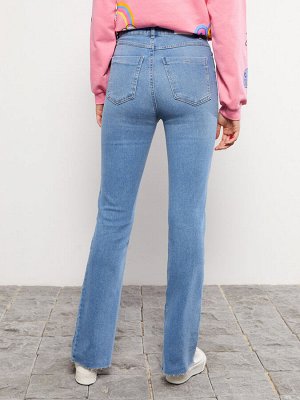 Женские джинсовые брюки прямого кроя с высокой талией