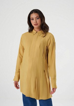 Рубашка горчичного цвета с вышивкой