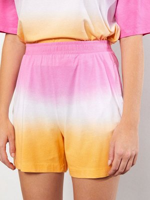 Хлопковые женские шорты с цветными блоками и эластичной резинкой на талии