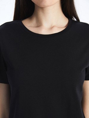 Простая женская футболка с круглым вырезом и короткими рукавами