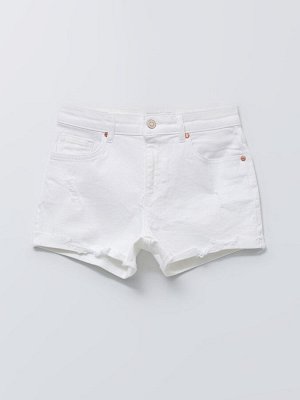Женские джинсовые шорты узкого кроя с прямыми карманами и деталью в стиле родео