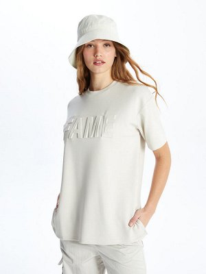 Женская футболка оверсайз с коротким рукавом с круглым вырезом и принтом