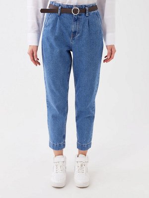 Женские джинсовые брюки с завышенной талией и поясом для мамы