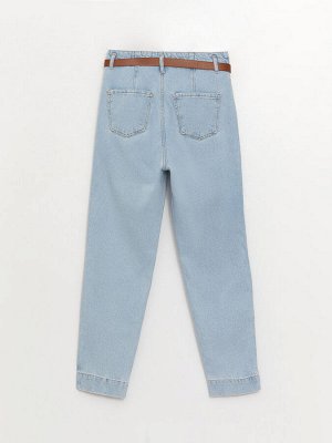 Женские джинсовые брюки Mom Fit с поясом на талии