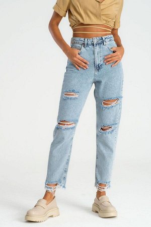 Женские зимние джинсы, цветные джинсовые джинсы с лазерными рваными деталями, расслабляющий джинсовый крой для мамы