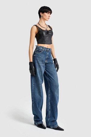 Женские джинсы с полным оттенком, цветной пояс с регулируемой талией, супер длинные джинсы свободного покроя