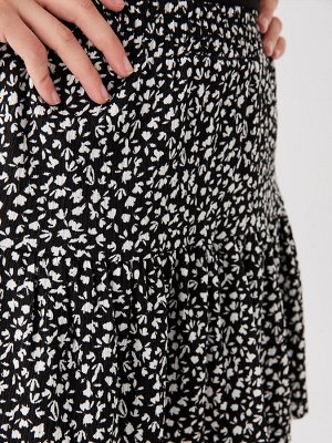 Женская юбка с рисунком, шортами и эластичной резинкой на талии