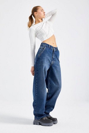 Женские джинсовые брюки свободного покроя из тонированного денима цвета Skater