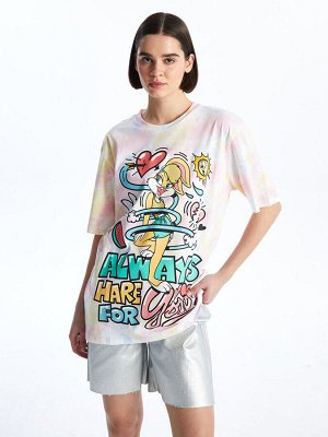 Женская футболка оверсайз с короткими рукавами и принтом Lola Bunny с круглым вырезом