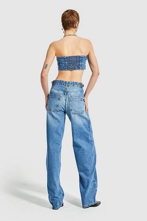 Женский синий цвет, регулируемый пояс на талии, супер длинный джинсовый ремень свободного покроя