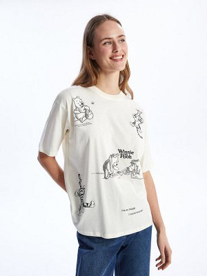 Женская футболка оверсайз с короткими рукавами и круглым вырезом с принтом Винни-Пуха