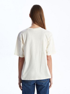 Женская футболка оверсайз с короткими рукавами и круглым вырезом с принтом Винни-Пуха