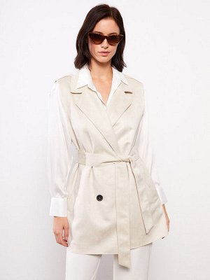 Классический замшевый женский классический жилет с воротником куртки