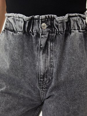 Женские джинсовые брюки Rodeo с эластичной талией, бумажный пакет, прямой карман с деталями
