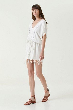 Короткое пляжное платье Serene - бирюзовый вязаный ажур