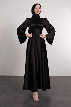 Испанское атласное женское вечернее платье в хиджабе с завернутой талией на рукавах