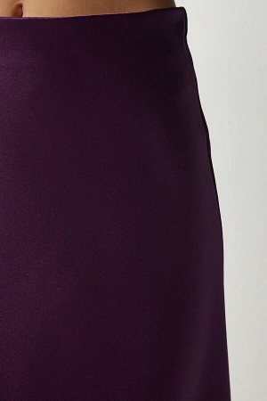 Женская фиолетовая атласная юбка до щиколотки