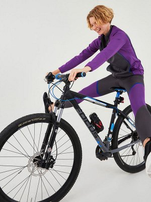 Женские велосипедные тайтсы с цветными блоками и эластичной резинкой на талии