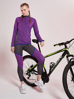 Женские велосипедные тайтсы с цветными блоками и эластичной резинкой на талии