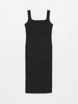 Женское прямое облегающее платье с квадратным вырезом