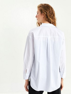 XSIDE Простая женская рубашка из поплина большого размера с застежкой на пуговицы спереди и длинными рукавами