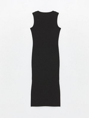 Женское прямое облегающее платье с круглым вырезом