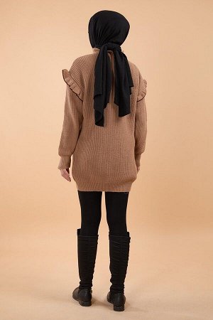 Женский вязаный свитер из норки, однотонная полуводолазка — 23889