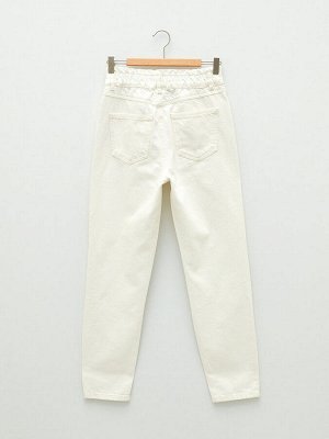 Женские джинсовые брюки стандартного кроя с эластичной резинкой на талии и прямыми карманами