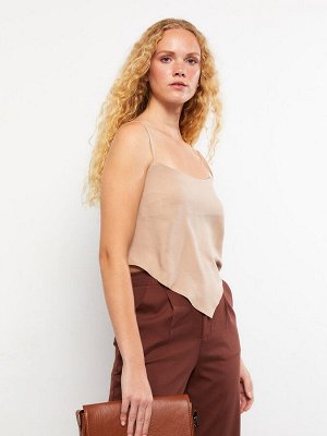 Женская блузка с прямым ремнем и U-образным вырезом
