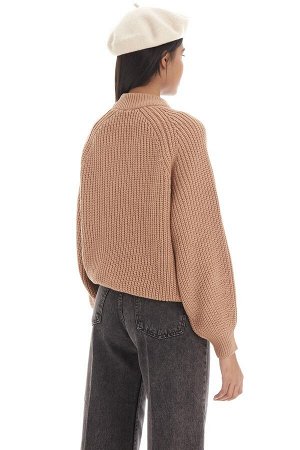 Женский коричневый цвет оверсайз из толстого трикотажного свитера