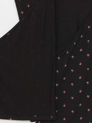 Женский пижамный комплект с двубортным воротником и рисунком с короткими рукавами