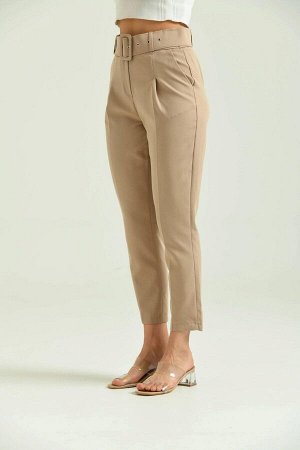Женские базовые брюки с поясом из норки