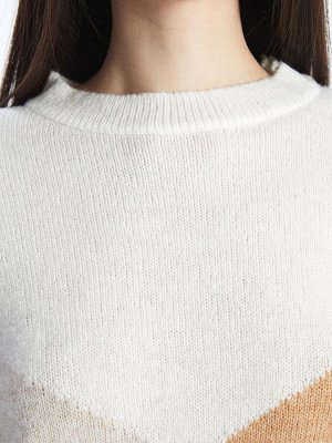 Женский вязаный свитер с цветными блоками