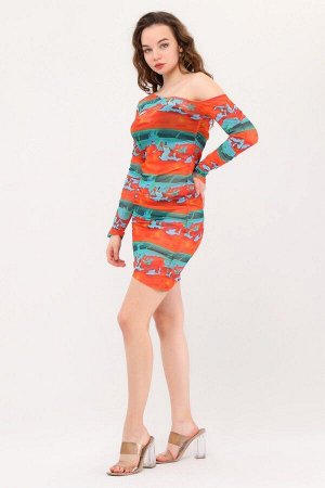 Alexandra Оранжевое пляжное платье из тюля со сборками