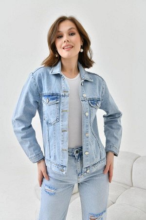 Женская голубая базовая джинсовая куртка