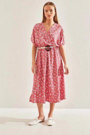Женское расклешенное платье с эластичным поясом и поясом 60101037