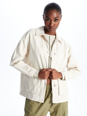 Простая женская куртка большого размера с длинным рукавом с рубашечным воротником
