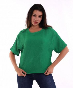Зеленая женская футболка оверсайз из мятой ткани