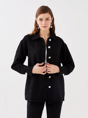 Женская куртка-рубашка оверсайз с длинным рукавом с собственным узором