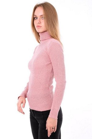Женский розовый вельветовый трикотажный свитер с высоким воротником HZL22W-H100011