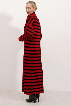 15839 Трикотажное платье в полный рост - Бордово-красный
